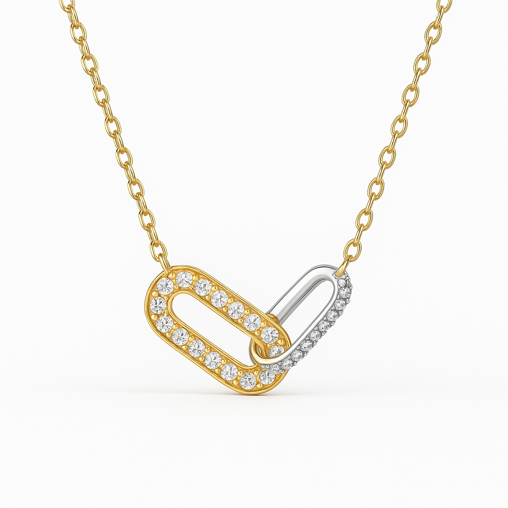 GLITCH | COLIER BICOLOR DIN ARGINT 925 PLACAT CU AUR 14K