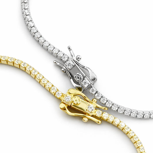 Coliere si bratari tennis din argint placat cu aur – rafinament zilnic reinterpretat | Hades Jewelry