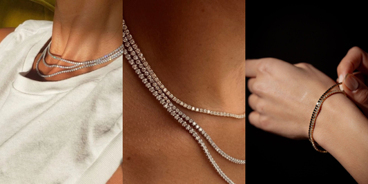 Coliere si bratari tennis din argint placat cu aur – rafinament zilnic reinterpretat | Hades Jewelry