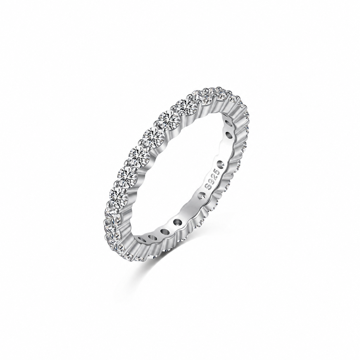 Sterope, inel tennis din argint 925 placat cu aur 14k sau rodiu, detaliu produs 3