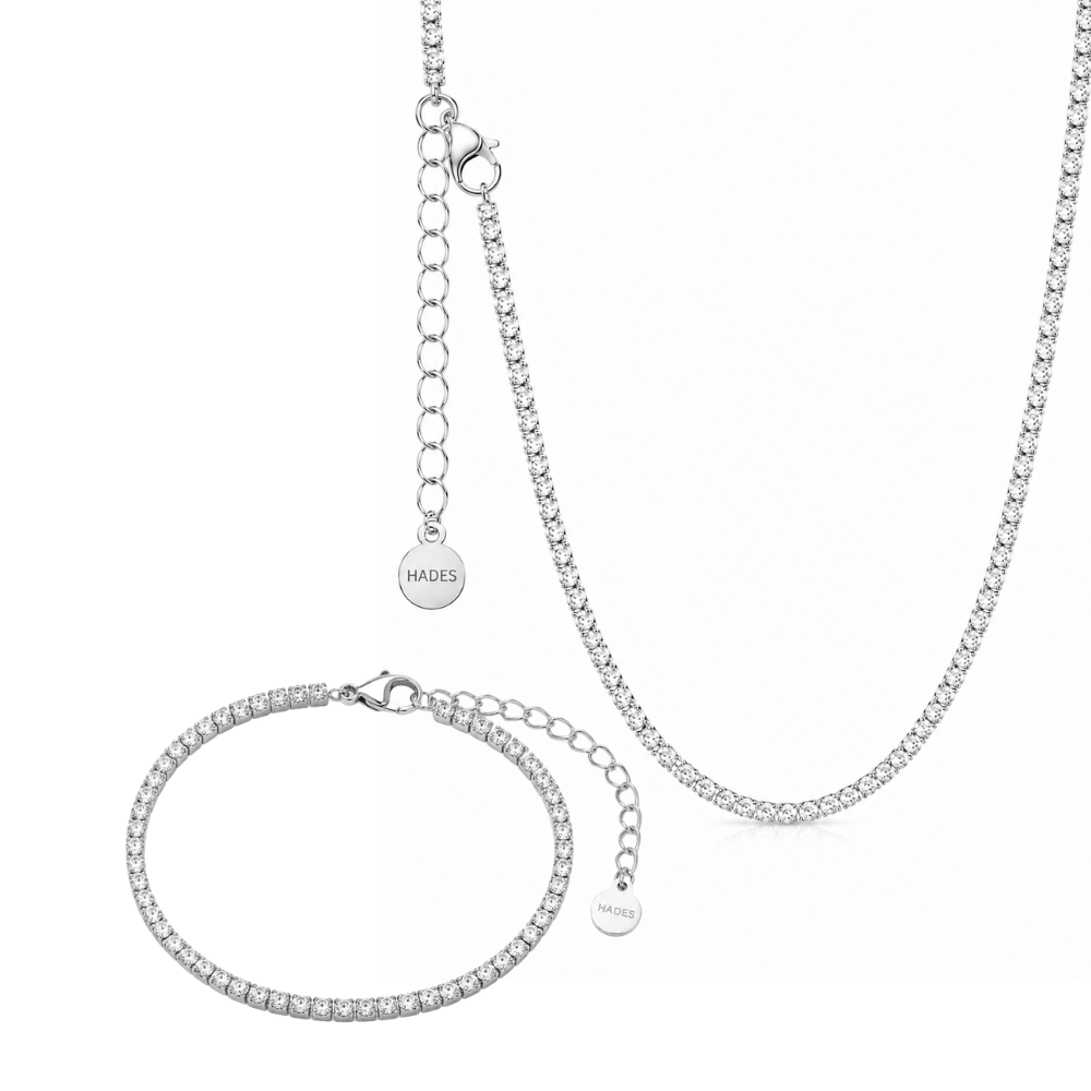 Sterope M, set colier si bratara tennis din argint 925, detaliu produs 2