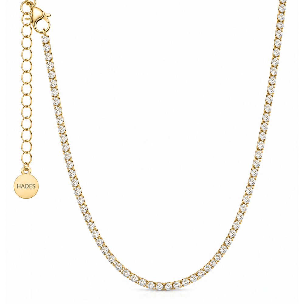 Sterope M, colier tennis din argint 925 placat cu aur 14k sau rodiu