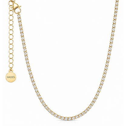 Sterope M, colier tennis din argint 925 placat cu aur 14k sau rodiu