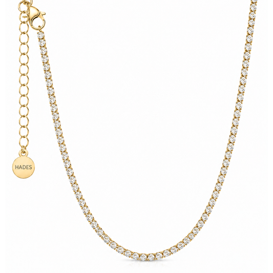 Sterope M, colier tennis din argint 925 placat cu aur 14k sau rodiu