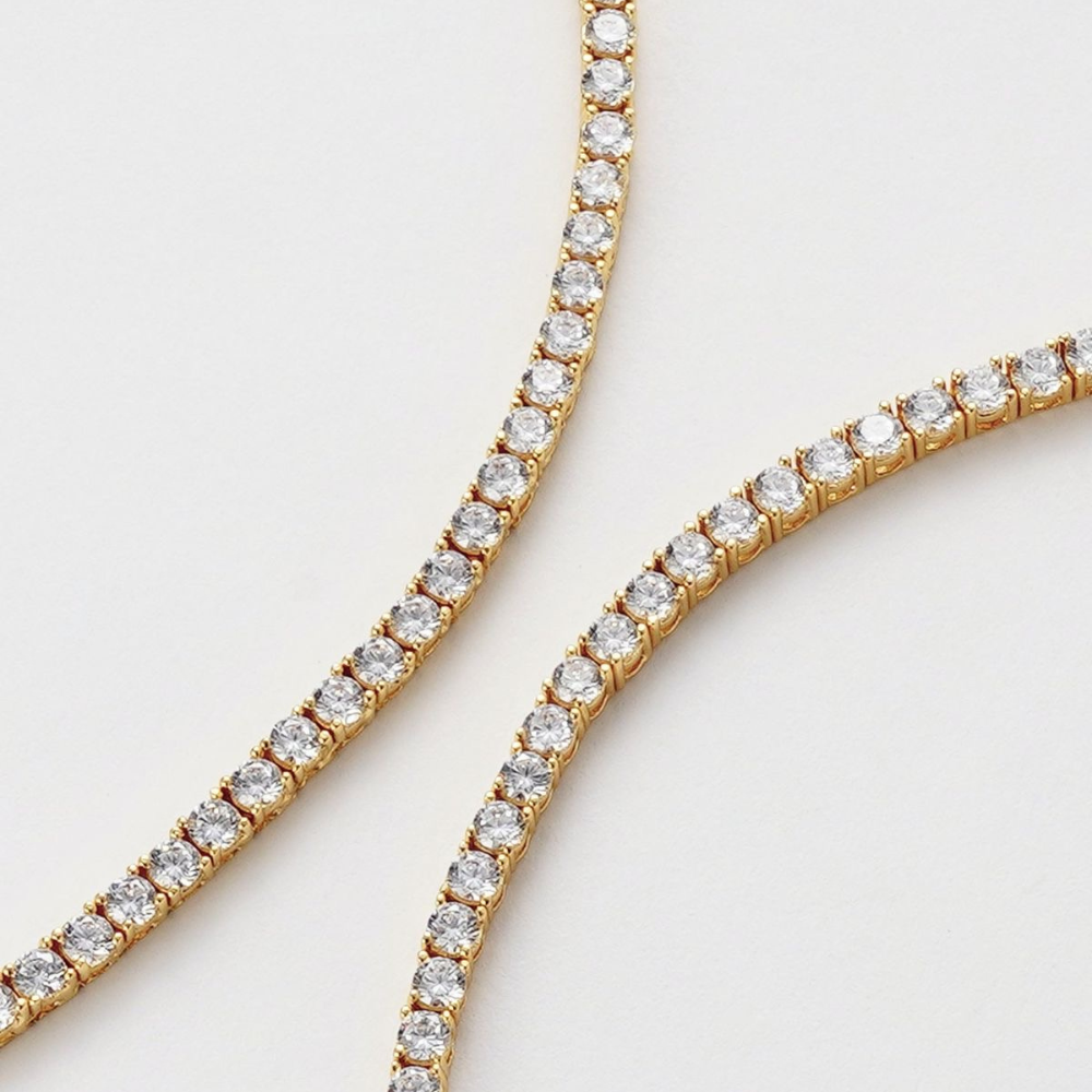 Sterope M, colier tennis din argint 925 placat cu aur 14k sau rodiu, detaliu produs 5