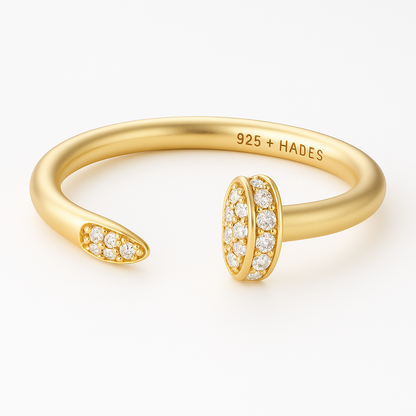 FRACTURE, inel tip cui din argint 925 placat cu aur 14k