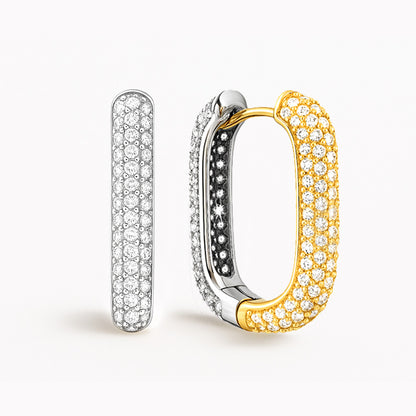 FUSED M, cercei ovali bicolori din argint 925 placat cu aur 14k