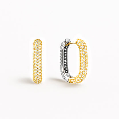 FUSED S, cercei ovali bicolori din argint 925 placat cu aur 14k