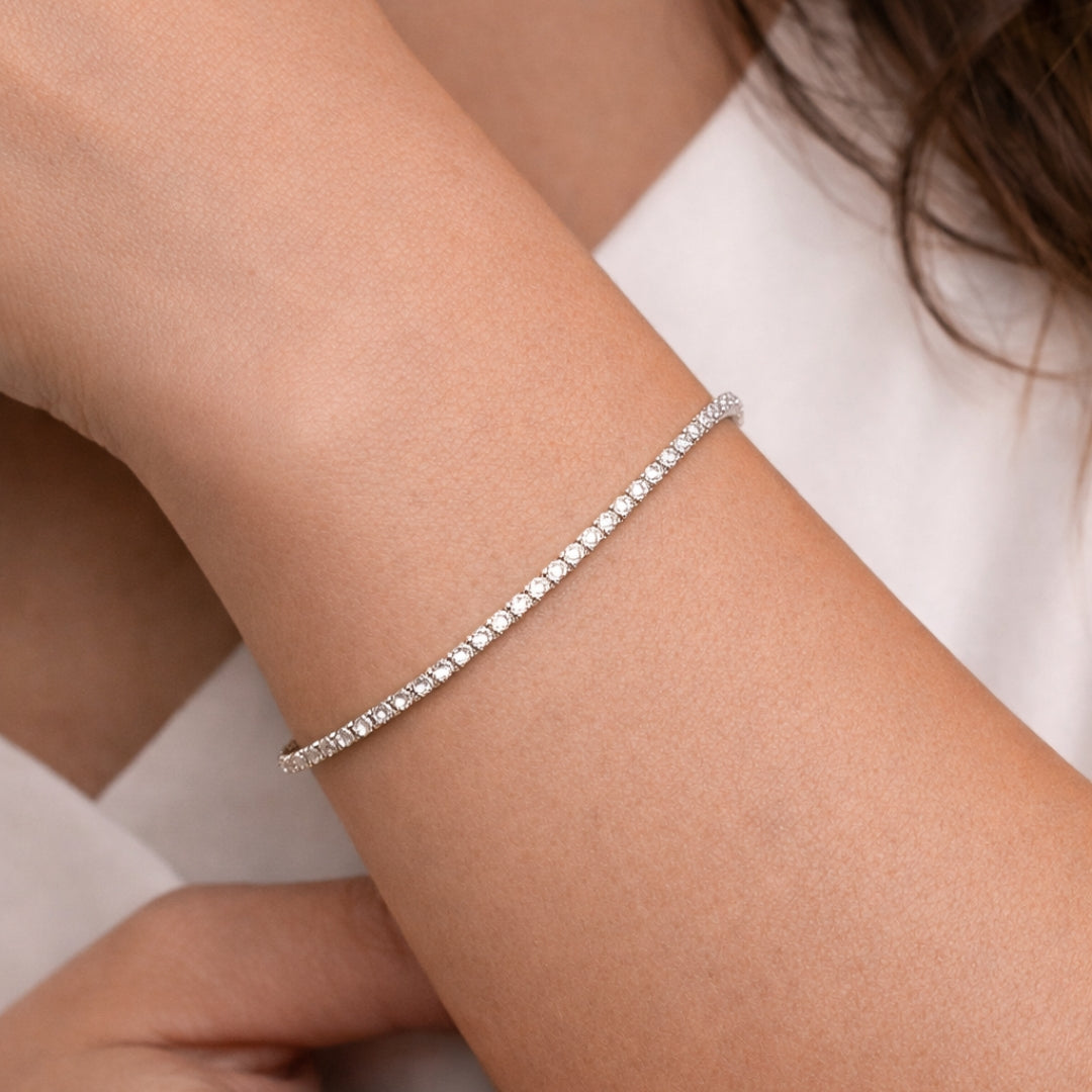 Linea, bratara tennis din argint 925 placata cu aur 14k sau rodiu, detaliu produs 5