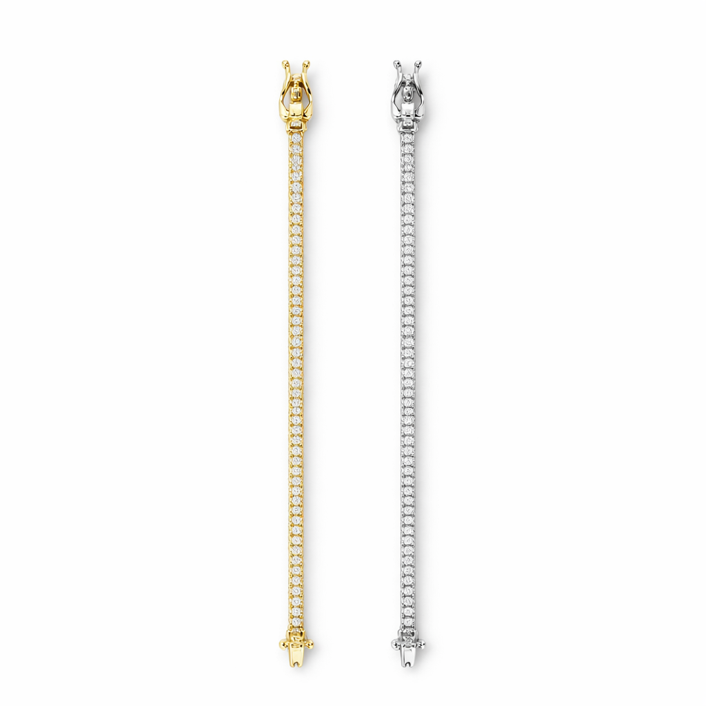 Linea, bratara tennis din argint 925 placata cu aur 14k sau rodiu, detaliu produs 2