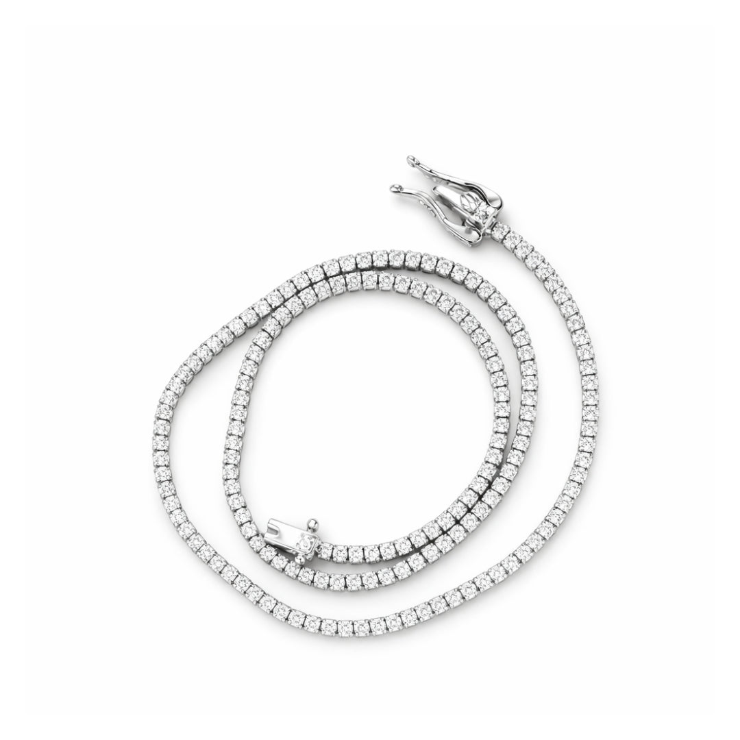 LINEA - Colier tennis din argint 925 placat cu aur 14K sau rodiu – pietre zirconiu 1.75 mm