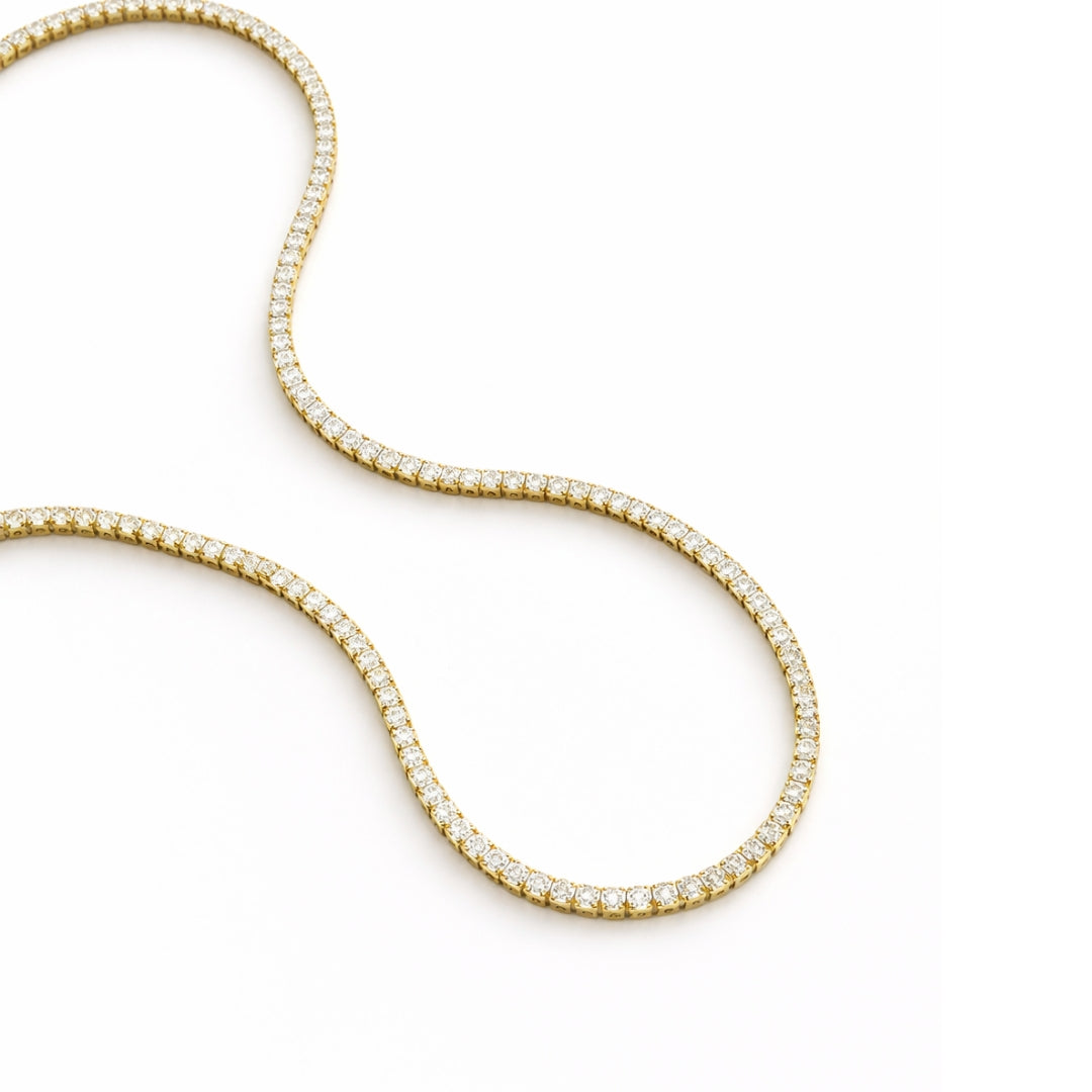 LINEA - Colier tennis din argint 925 placat cu aur 14K sau rodiu – pietre zirconiu 1.75 mm