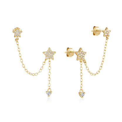 PHEME, pereche de piercinguri din argint 925 placat cu aur 18k