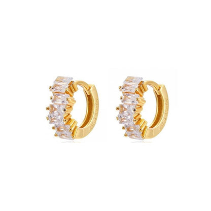 HEMERA, cercei rotunzi din argint 925 placat cu aur 18k