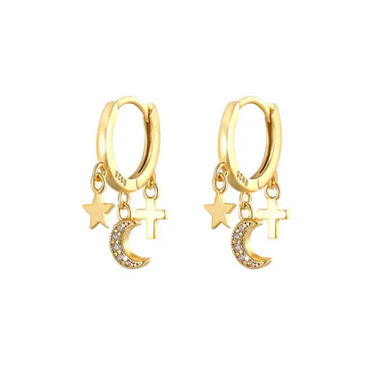 MOON, cercei din argint 925 placat cu aur 18k
