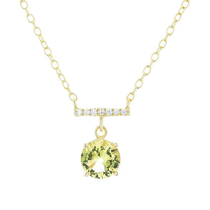 Thalia, colier cu piatra verde din argint 925 placat cu aur 18k