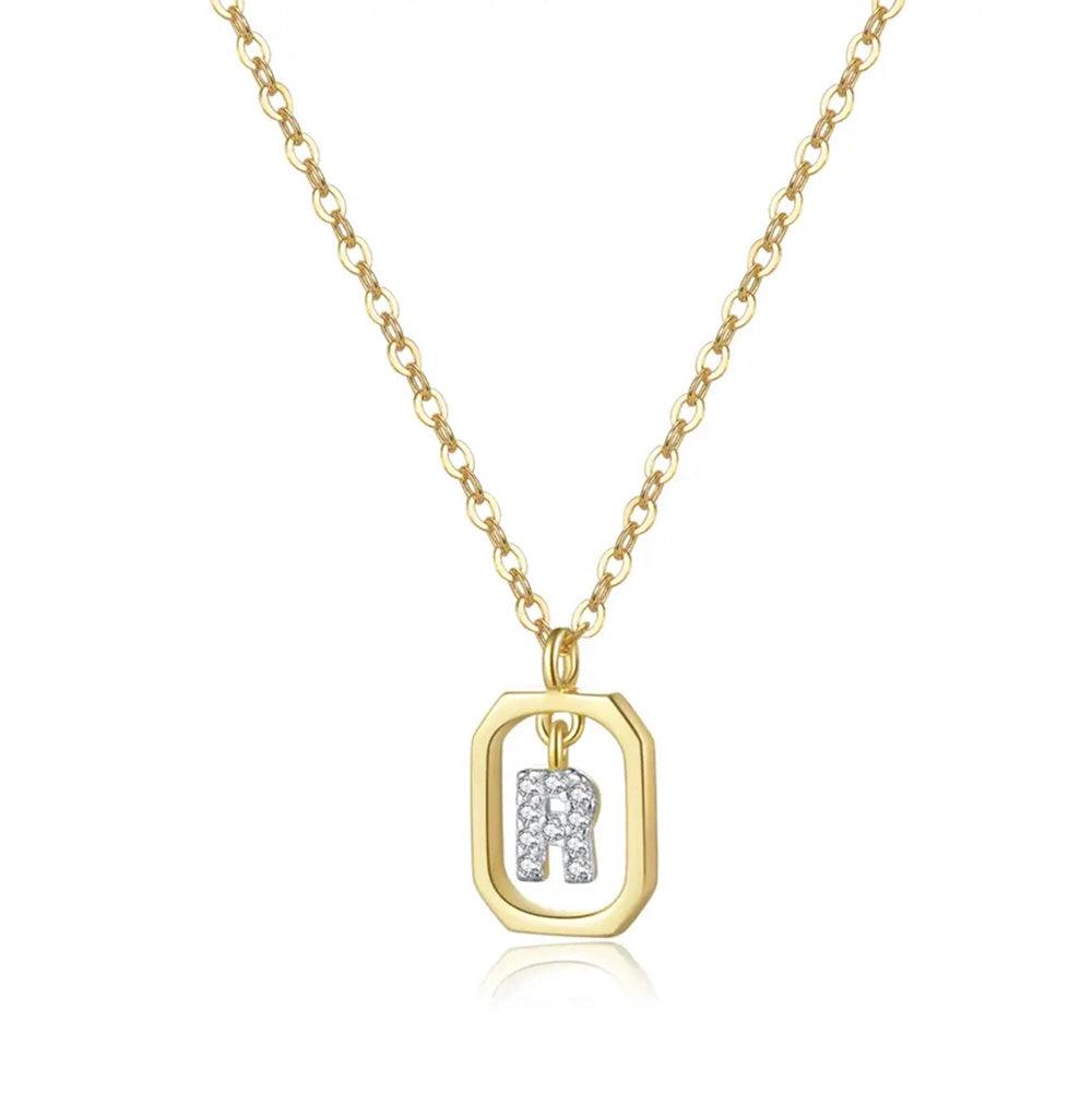 Initiala Gold, colier cu initiala din argint 925 placat cu aur 18k, detaliu produs 9