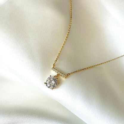 Thalia, colier cu piatra verde din argint 925 placat cu aur 18k, detaliu produs 4