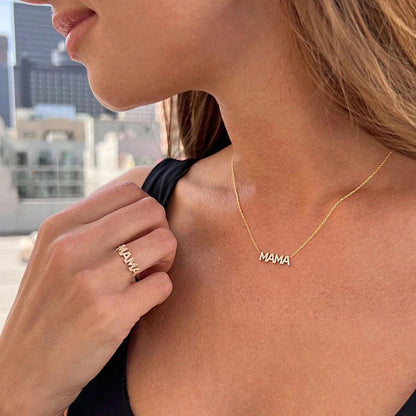 Mama, colier din argint 925 placat cu aur 18k, detaliu produs 3