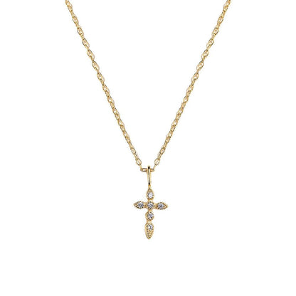 BIA, colier cu cruciulita din argint 925 placat cu aur 18k