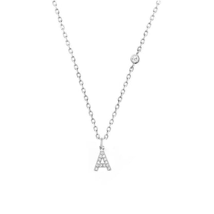 INITIALA SILVER, colier cu initiala din argint 925 placat cu aur alb