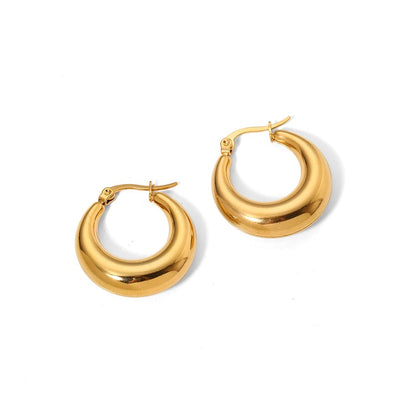 ECHO, cercei hoop din otel inoxidabil placat cu aur 18k