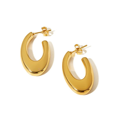 THALASSA, cercei ovali din otel inoxidabil placat cu aur 18k