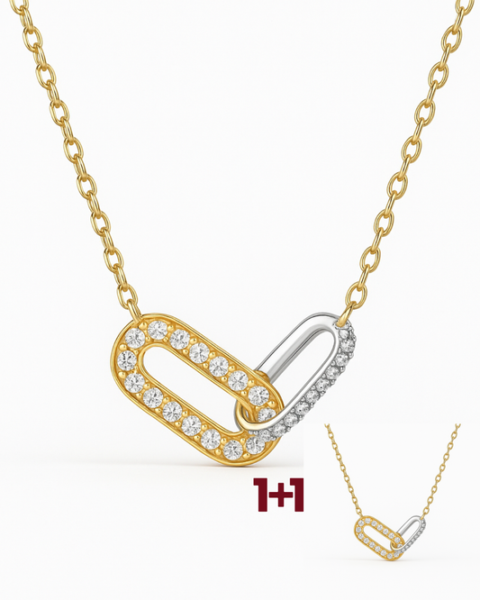 1+1 GLITCH | COLIER BICOLOR DIN ARGINT 925 PLACAT CU AUR 14K