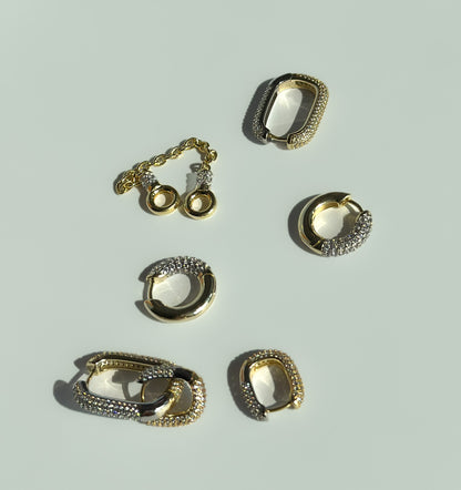 FUSED M, cercei ovali bicolori din argint 925 placat cu aur 14k