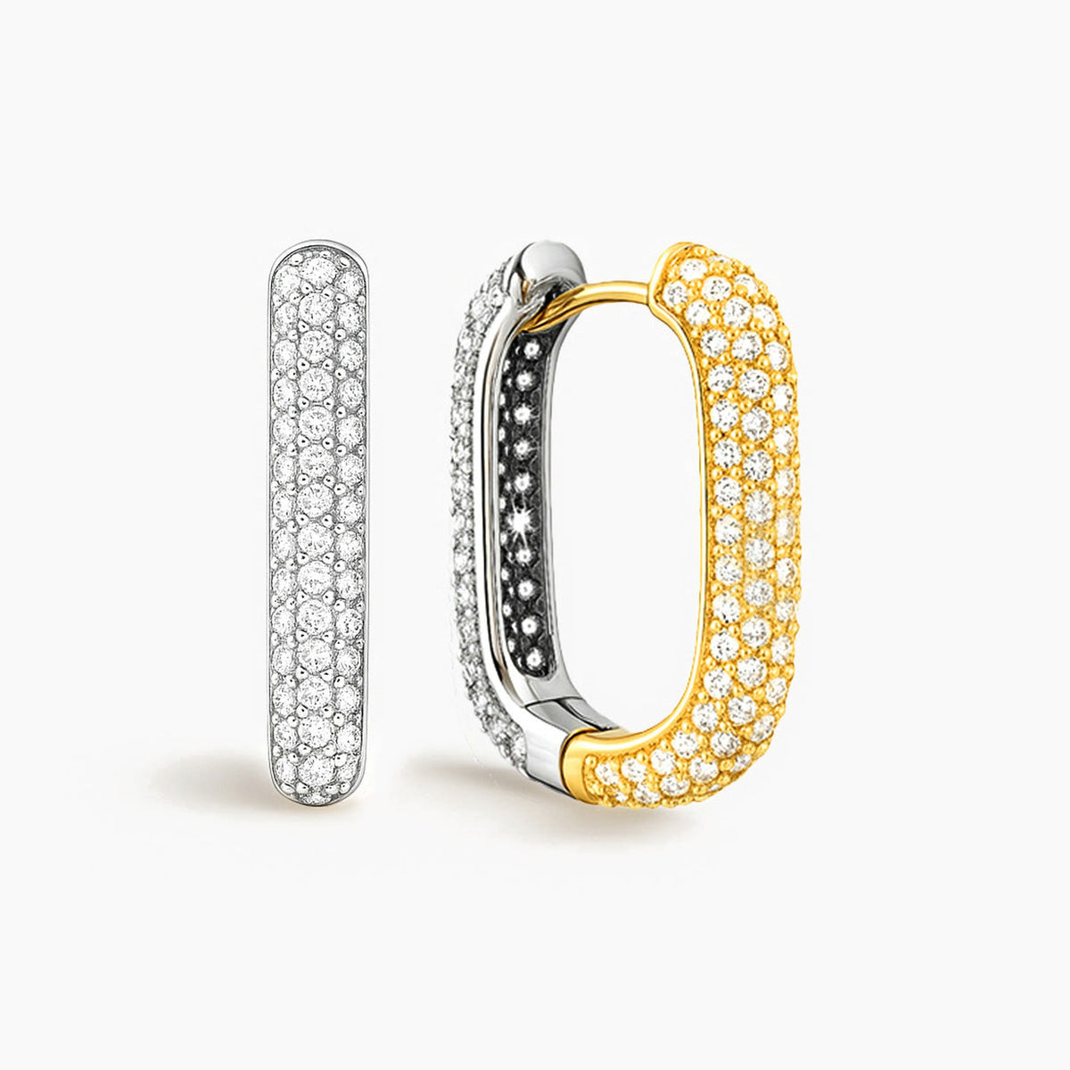 Fused M, cercei ovali bicolori din argint 925 placat cu aur 14k
