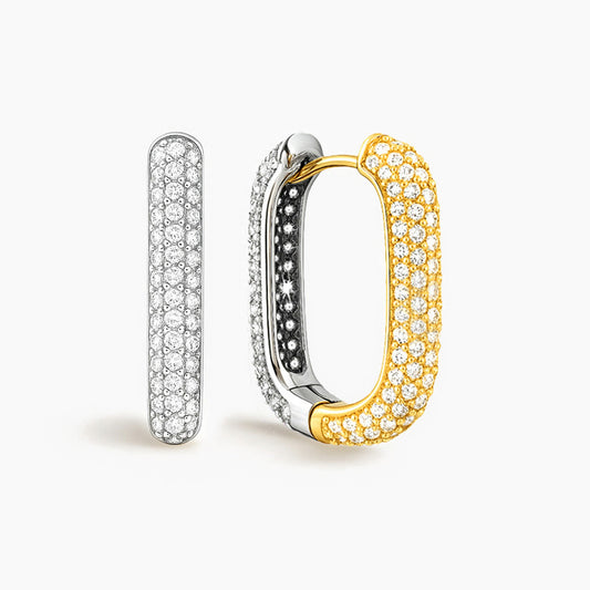 Fused M, cercei ovali bicolori din argint 925 placat cu aur 14k