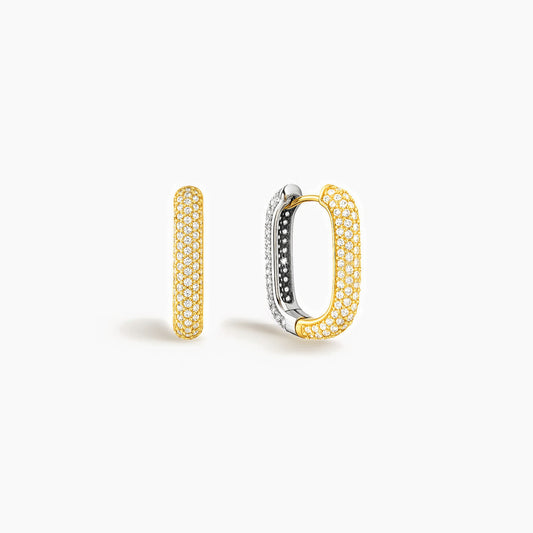 Fused S, cercei ovali bicolori din argint 925 placat cu aur 14k