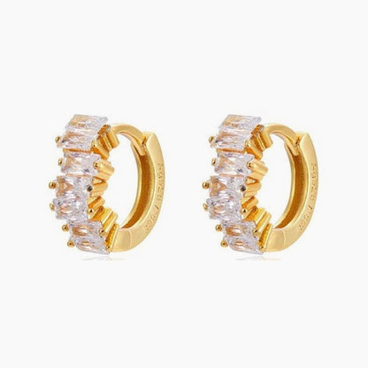 Hemera, cercei rotunzi din argint 925 placat cu aur 18k