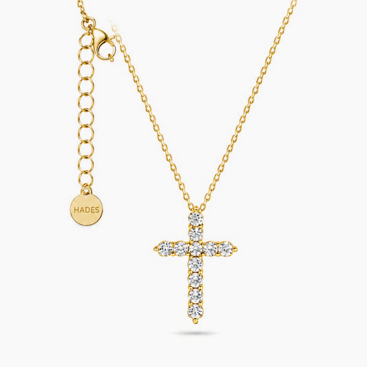 Crux M, colier cu cruce din argint 925 placat cu aur 14k sau rodiu