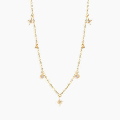 Urania, colier cu charmuri din argint 925 placat cu aur 18k
