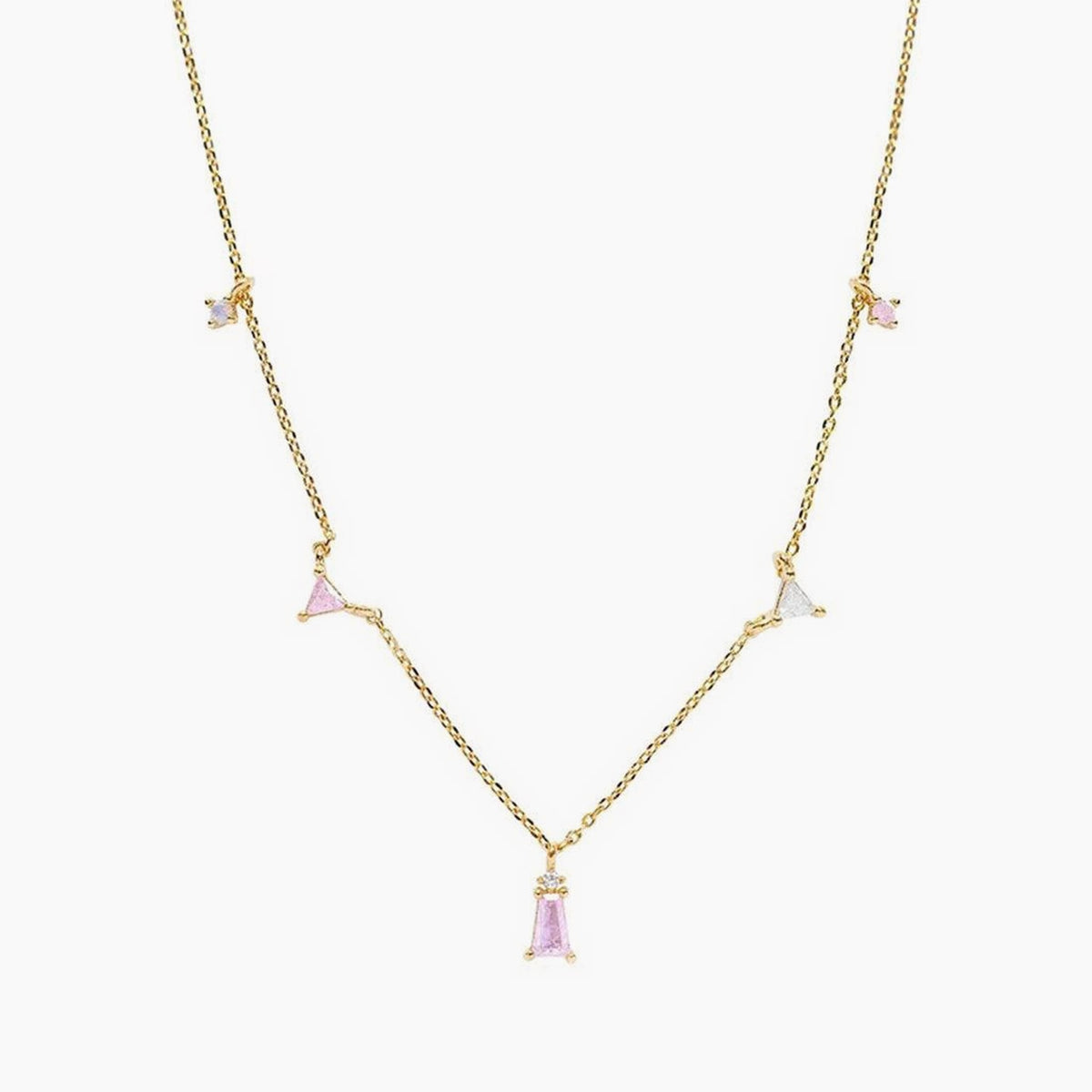 Muse, colier cu pietre roz din argint 925 placat cu aur 18k