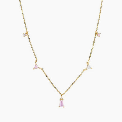 Muse, colier cu pietre roz din argint 925 placat cu aur 18k