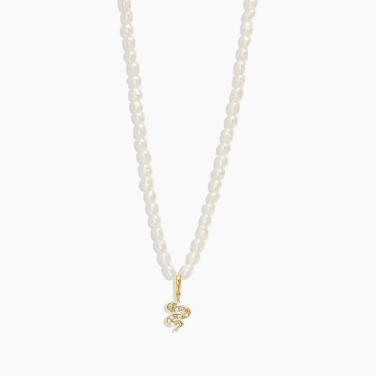 Pearl Snake, colier din argint 925 placat cu aur 18k si perle