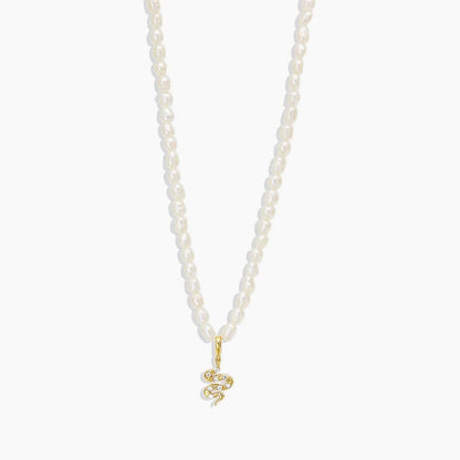 Pearl Snake, colier din argint 925 placat cu aur 18k si perle