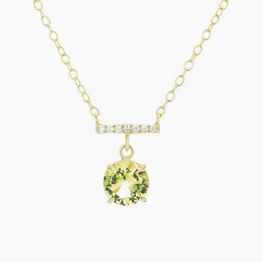 Thalia, colier cu piatra verde din argint 925 placat cu aur 18k