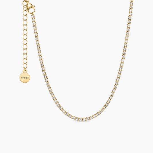 Sterope M, colier tennis din argint 925 placat cu aur 14k sau rodiu