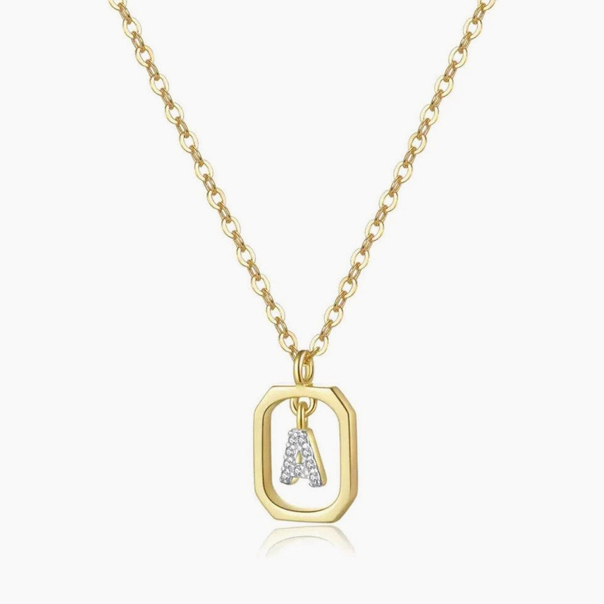 Initiala Gold, colier cu initiala din argint 925 placat cu aur 18k