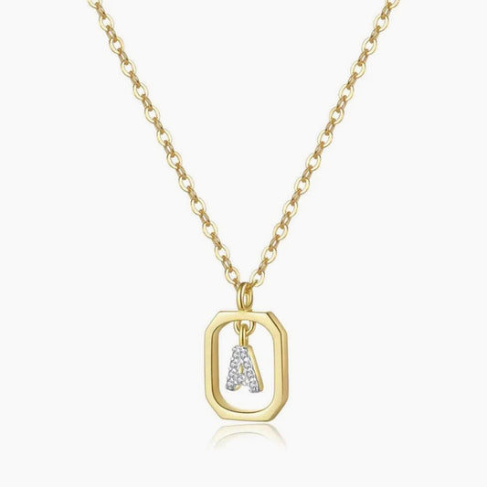 Initiala Gold, colier cu initiala din argint 925 placat cu aur 18k