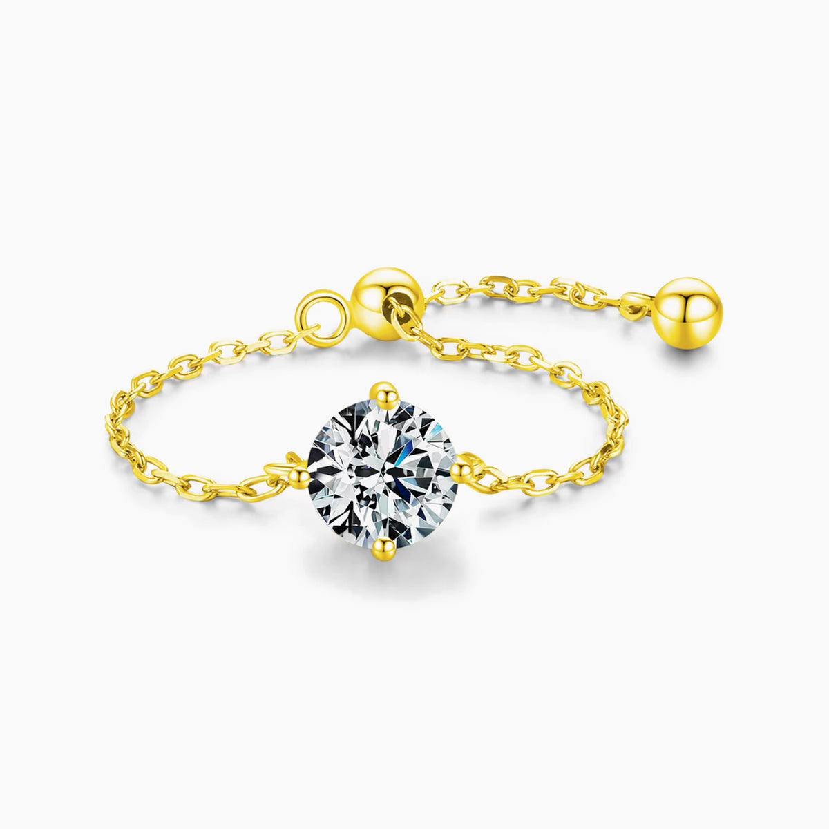 Merah, inel ajustabil din argint 925 cu zirconiu, varianta Gold